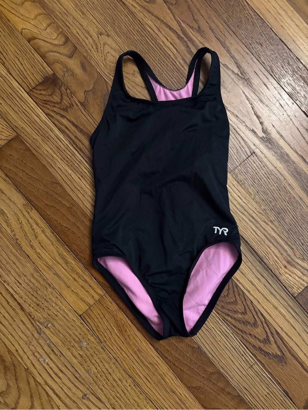 TYR Black One-Piece Swimsuit with Pink Lining